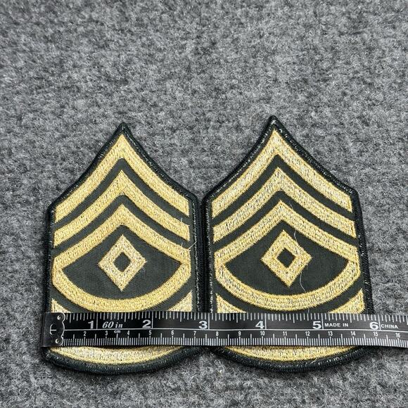 Vintage First Sergeant Military Rank Patch Black Gold K1 - Pair - Lot Of (2) Vtg - Picture 5 of 5